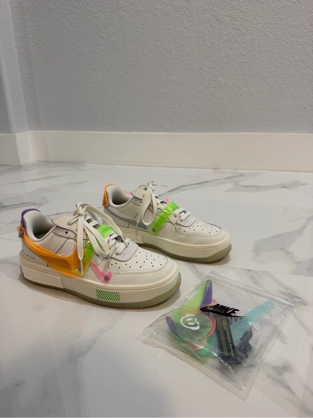 Nike Womens Low-Top Sneakers in Cream with Neon Accents